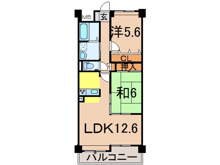 間取図 奥羽本線・山形線/新庄駅 徒歩22分 5階 築21年