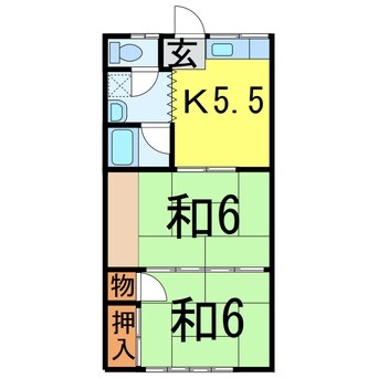 間取図 奥羽本線・山形線/新庄駅 徒歩22分 2階 築37年
