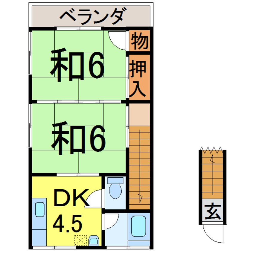 間取図 奥羽本線・山形線/新庄駅 徒歩10分 2-2階 築37年