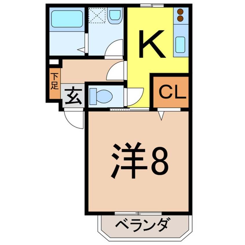 間取図 奥羽本線・山形線/新庄駅 徒歩2分 2階 築19年