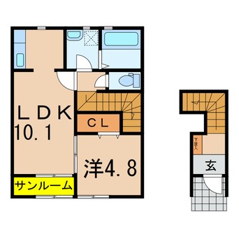 間取図 奥羽本線・山形線/新庄駅 徒歩21分 2階 築4年