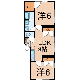 間取図 奥羽本線・山形線/新庄駅 徒歩21分 2階 築22年