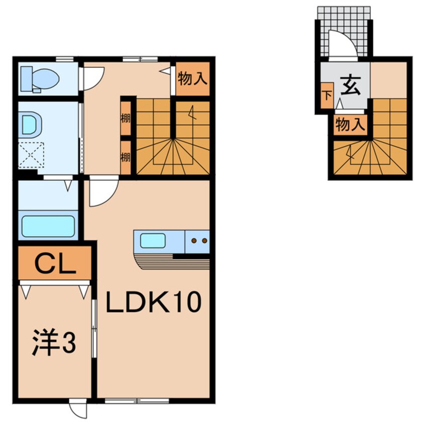 間取図 奥羽本線・山形線/新庄駅 徒歩27分 2階 1年未満