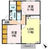 クレールコートB 2LDKの間取り