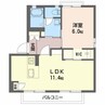 ラ・カーザＡ 1LDKの間取り