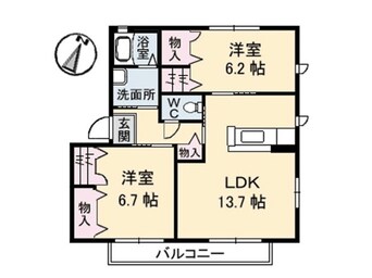 間取図 クレール六反Ⅱ