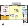 クレールコートⅡ 1LDKの間取り