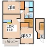 クレール カルキＡ 2LDKの間取り