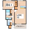 サンブリッジⅡ 1LDKの間取り