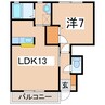 プラージュⅡ 1LDKの間取り