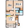 ジュノⅠ 2LDKの間取り
