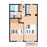 エテルナＢ 1LDKの間取り