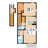 フラット城南Ⅲ 1LDKの間取り