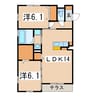 セジュールコート 2LDKの間取り