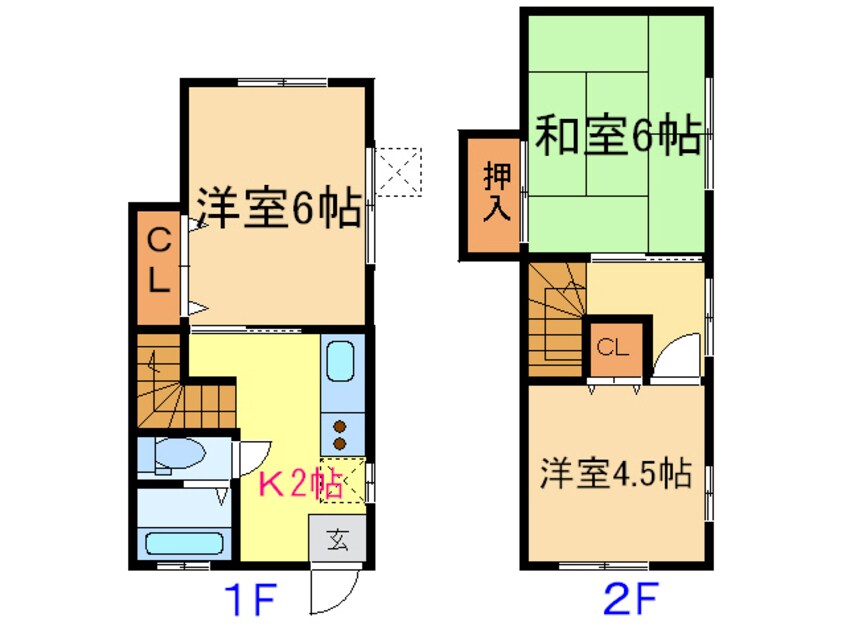 間取図 予讃線・内子線/宇和島駅 車移動　3分1.5km 1-2階 築31年