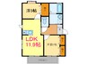 バリュージュ山際　A棟 2LDKの間取り