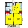 内房線/八幡宿駅 バス:15分:停歩4分 2-2階 築31年 2DKの間取り