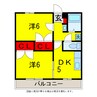 内房線/五井駅 バス:15分:停歩3分 2階 築27年 2DKの間取り