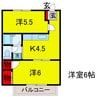ラ・シャンスⅠ 2Kの間取り