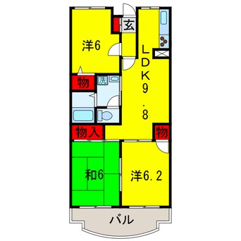 間取図 内房線/五井駅 徒歩12分 2階 築28年