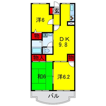 間取図 内房線/五井駅 徒歩12分 1階 築28年