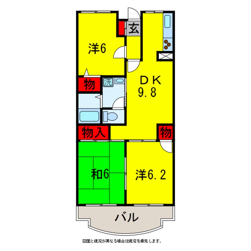 間取図 内房線/五井駅 徒歩12分 3階 築28年