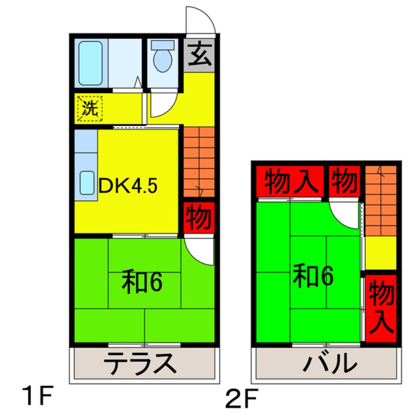 間取図 内房線/五井駅 徒歩18分 1-2階 築40年