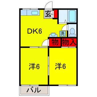 間取図 内房線/五井駅 徒歩25分 2階 築37年