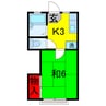 辰巳リバーストーン 1Kの間取り