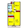 内房線/五井駅 バス:9分:停歩5分 1階 築16年 2LDKの間取り