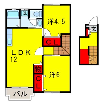 間取図 内房線/五井駅 バス14分山倉下車:停歩2分 2階 築21年