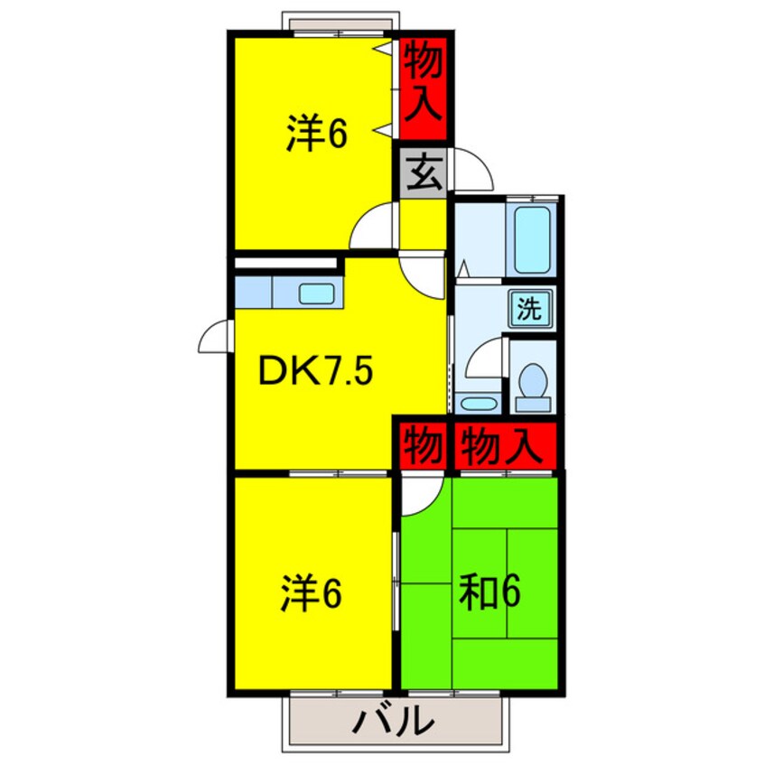 間取図 内房線/五井駅 バス12分アピタ前下車:停歩4分 1階 築30年