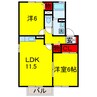 内房線/五井駅 バス:12分:停歩11分 1階 築28年 2LDKの間取り