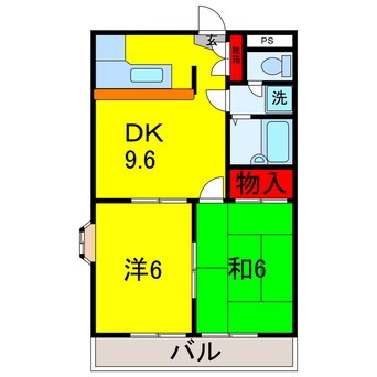 間取図 内房線/五井駅 徒歩12分 2階 築27年