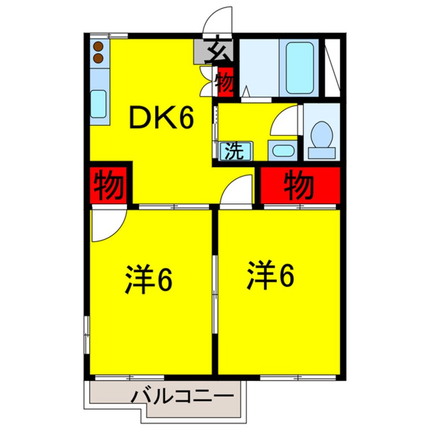 間取図 内房線/姉ケ崎駅 徒歩15分 2階 築27年