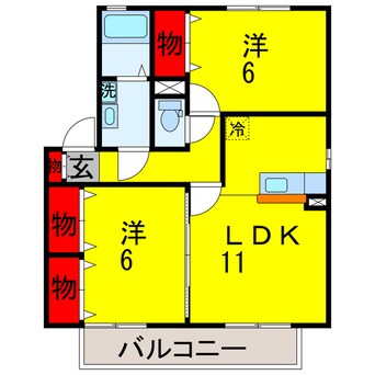 間取図 外房線/鎌取駅 バス15分ファミールハイツ下車:停歩6分 2階 築21年