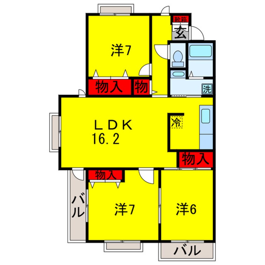 間取図 内房線/五井駅 徒歩9分 3階 築25年