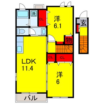 間取図 京成千葉線・千原線/ちはら台駅 バス7分神埼入口下車:停歩14分 2階 築25年