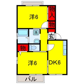 間取図 内房線/五井駅 バス4分出津入口下車:停歩6分 2階 築30年