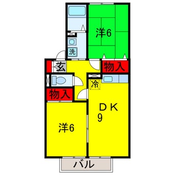 間取図 内房線/五井駅 バス10分白金3丁目下車:停歩10分 2階 築26年