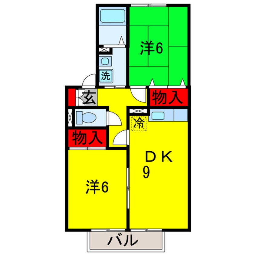 間取図 内房線/五井駅 バス10分白金3丁目下車:停歩10分 2階 築26年