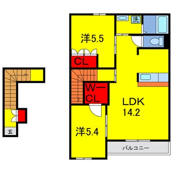 間取図 内房線/五井駅 バス10分青柳西停下車:停歩7分 2階 築12年