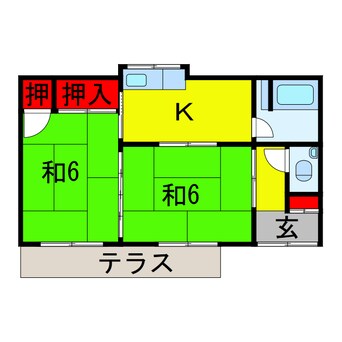 間取図 内房線/五井駅 徒歩27分 1階 築53年