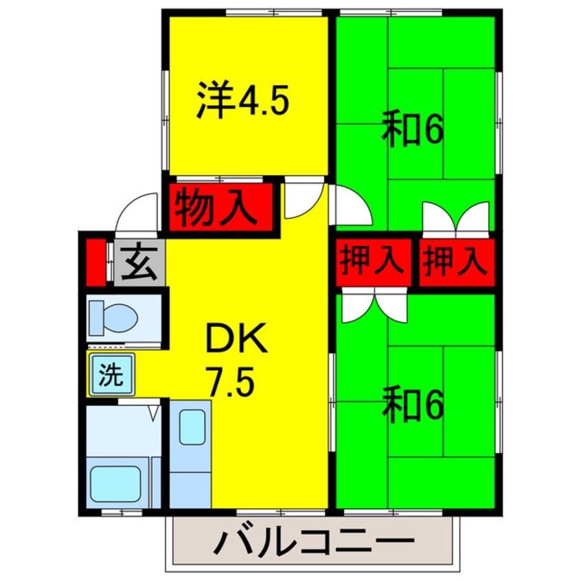 間取図 内房線/姉ケ崎駅 徒歩17分 2階 築36年