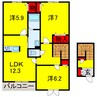 京成千葉線・千原線/ちはら台駅 徒歩29分 2階 築13年 3LDKの間取り