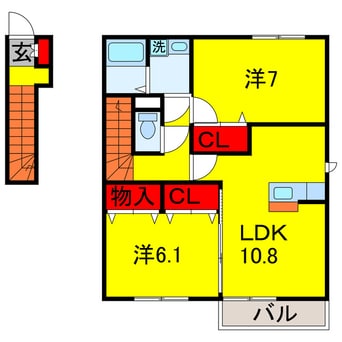間取図 内房線/五井駅 バス13分松ケ島下車:停歩5分 2階 築11年