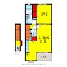 クレストⅡ 1LDKの間取り
