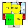 内房線/五井駅 バス:10分:停歩3分 1階 築36年 3DKの間取り