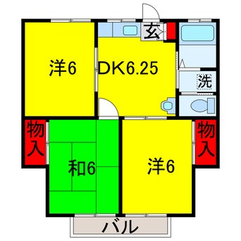 間取図 内房線/五井駅 バス10分西広下車:停歩3分 1階 築36年