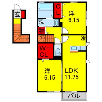 間取図 内房線/五井駅 徒歩28分 2階 築7年